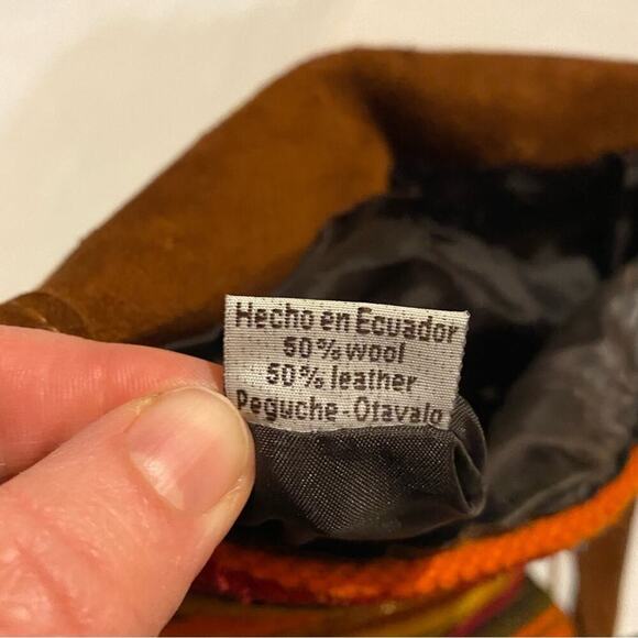 Malky Leather Wool Fringe Small Crossbody Striped Festival Purse Bag - Picture 3 of 8